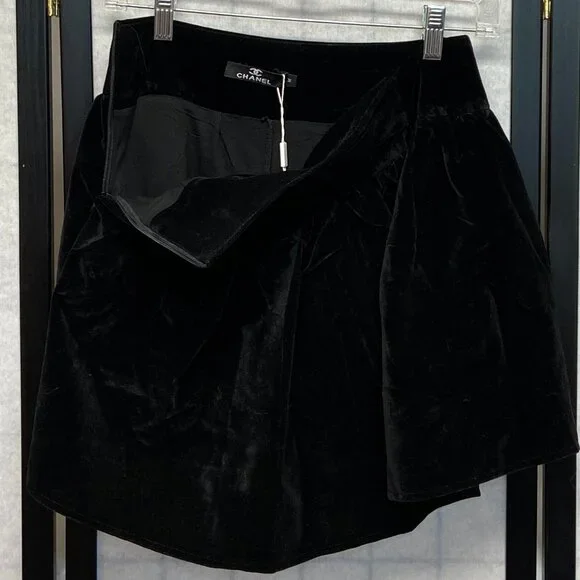 Velveteen Wide Waistband Poufy Gathered Mini Skirt Attached Shorts Skating Cheer - Picture 7 of 13